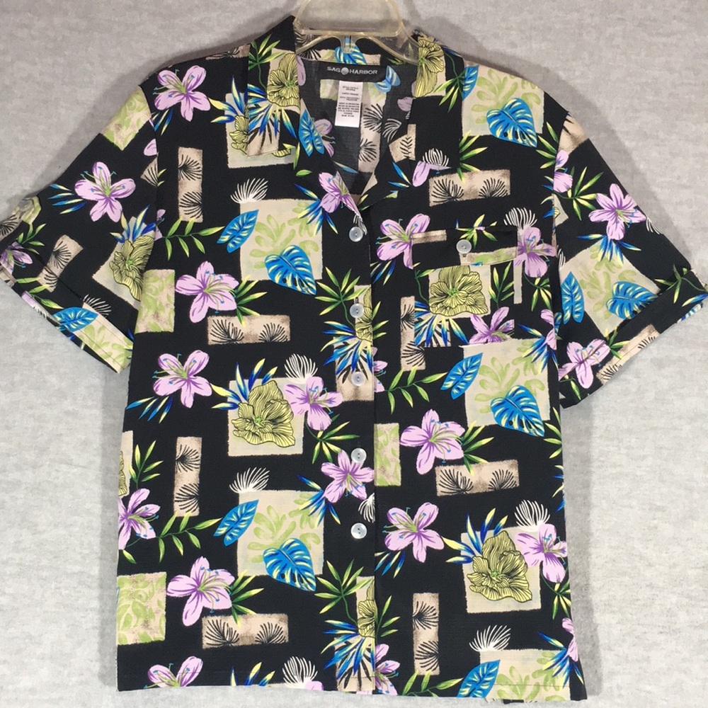 SAG HARBOR Tropical Hawaiian Cruise Summer Beach Poolside Wrinkle Resistant NWOT